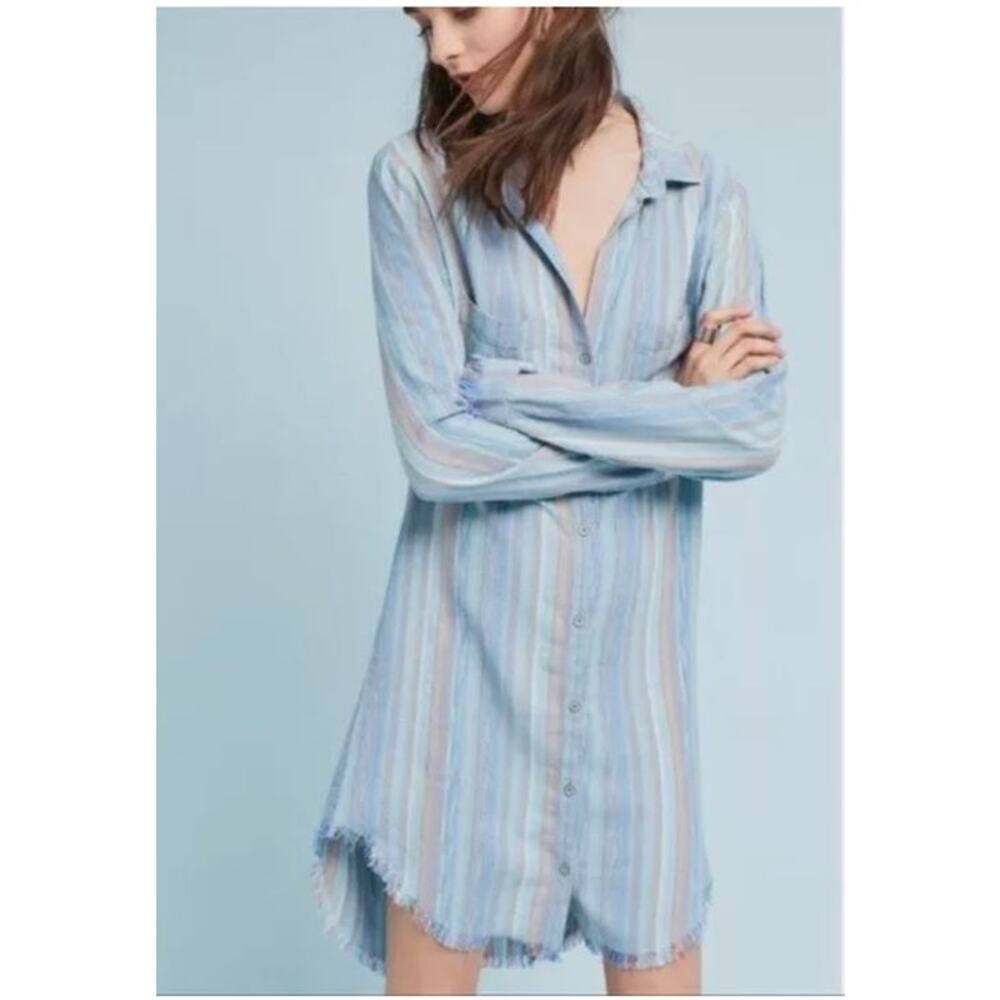 Chambray Striped Anthropologie Cloth & Stone Shirt Dress Medium